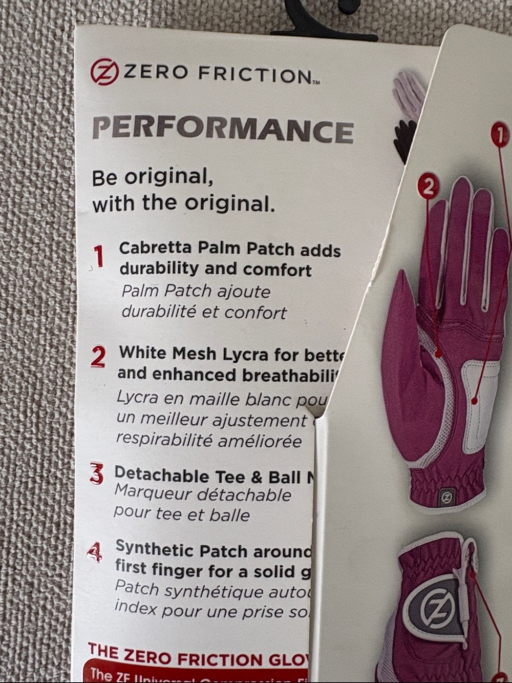 Zero Friction Ladies' Compression-Fit Golf Glove in Purple and White - Picture 8 of 12